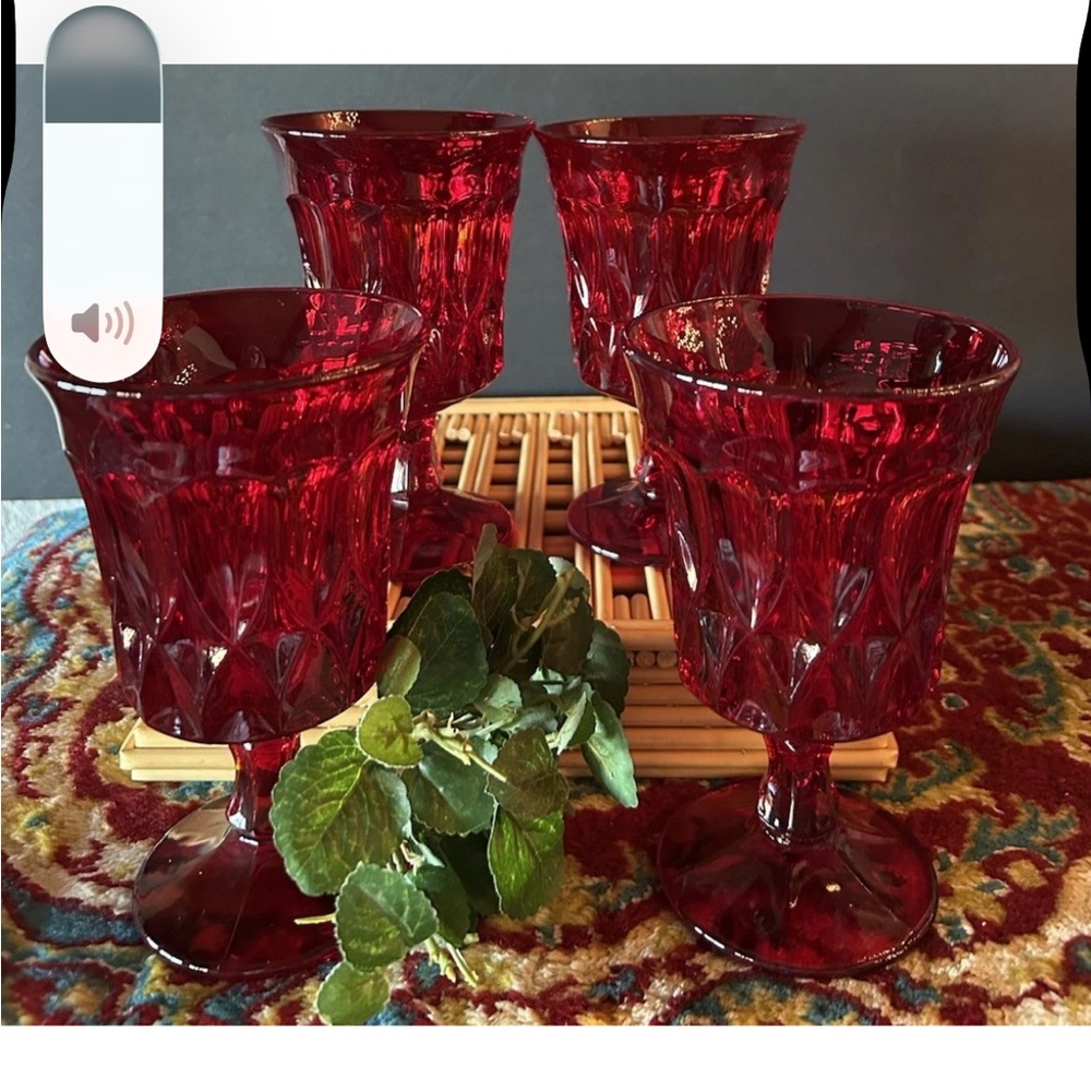 4‎ Vintage Noritake Perspective Ruby Red Water Wine Glass 6.5" Excellent